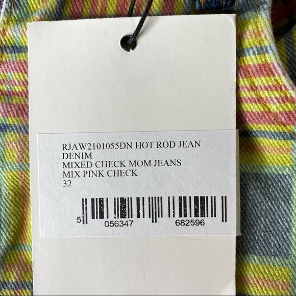 NWT Ragged Jeans Hot Rod Jean Mixed Check Mom Jeans. Size 32 - Picture 12 of 14